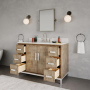 WE48QZ01LW - Westin 48 In. Single Sink Pre-Assembled Contemporary Style Bathroom Vanity With 1" Whitebrook Quartz Top
