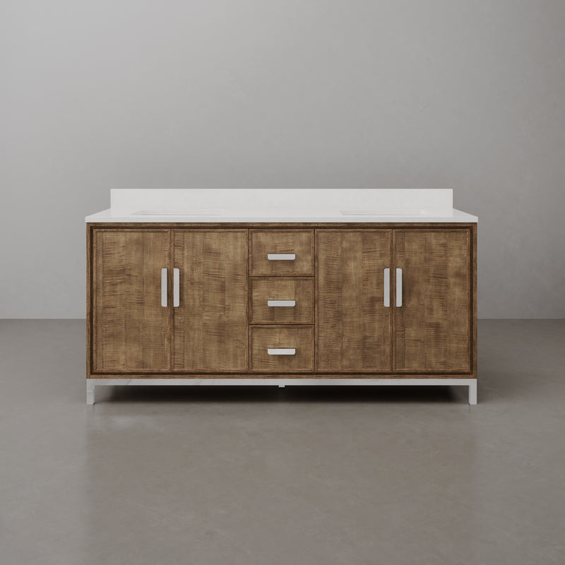 WE72QZ01LW - Westin 72 In. Double Sink Pre-Assembled Contemporary Style Bathroom Vanity With 1" Whitebrook Quartz Top