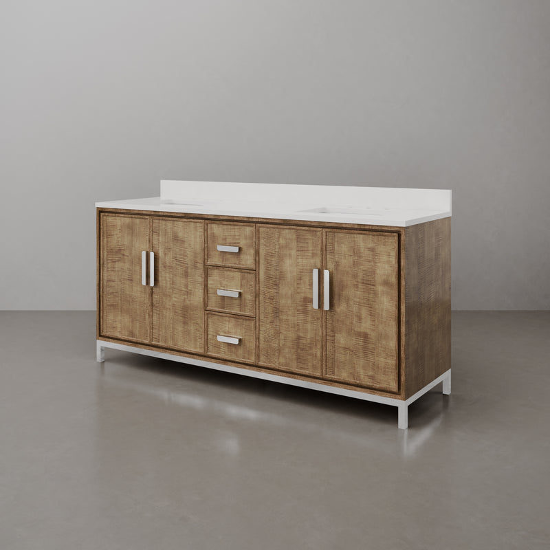WE72QZ01LW - Westin 72 In. Double Sink Pre-Assembled Contemporary Style Bathroom Vanity With 1" Whitebrook Quartz Top