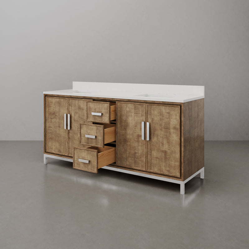 WE72QZ01LW - Westin 72 In. Double Sink Pre-Assembled Contemporary Style Bathroom Vanity With 1" Whitebrook Quartz Top