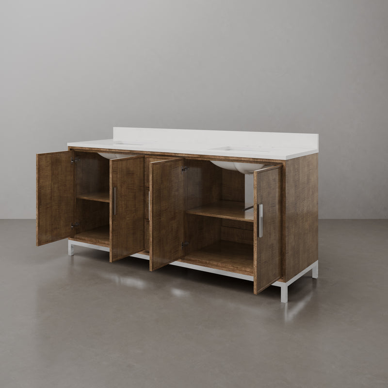 WE72QZ01LW - Westin 72 In. Double Sink Pre-Assembled Contemporary Style Bathroom Vanity With 1" Whitebrook Quartz Top