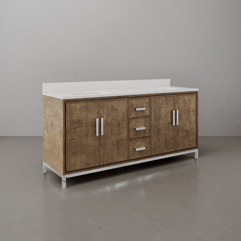 WE72QZ01LW - Westin 72 In. Double Sink Pre-Assembled Contemporary Style Bathroom Vanity With 1" Whitebrook Quartz Top
