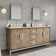 WE72QZ01LW - Westin 72 In. Double Sink Pre-Assembled Contemporary Style Bathroom Vanity With 1" Whitebrook Quartz Top