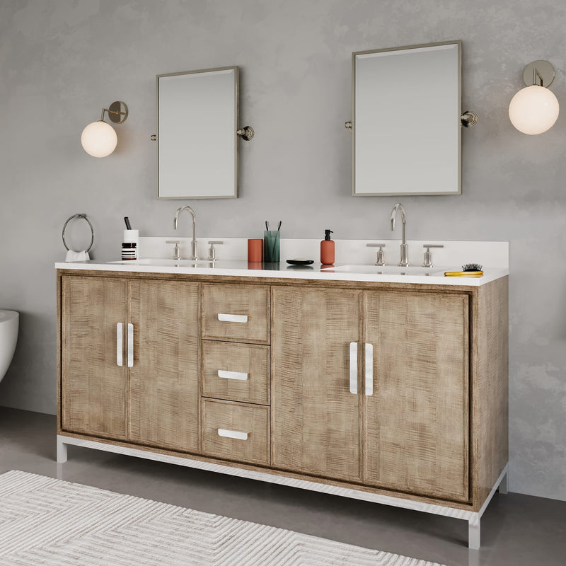 WE72QZ01LW - Westin 72 In. Double Sink Pre-Assembled Contemporary Style Bathroom Vanity With 1" Whitebrook Quartz Top