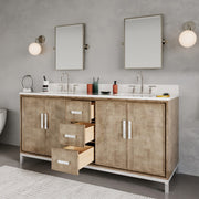 WE72QZ01LW - Westin 72 In. Double Sink Pre-Assembled Contemporary Style Bathroom Vanity With 1" Whitebrook Quartz Top