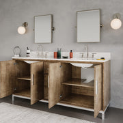 WE72QZ01LW - Westin 72 In. Double Sink Pre-Assembled Contemporary Style Bathroom Vanity With 1" Whitebrook Quartz Top