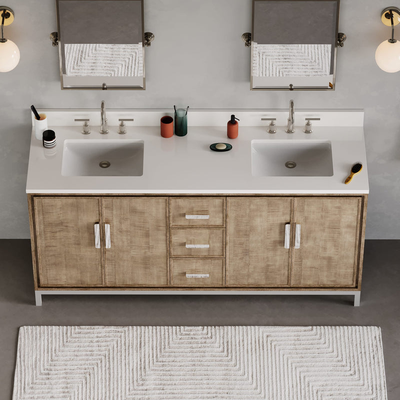 WE72QZ01LW - Westin 72 In. Double Sink Pre-Assembled Contemporary Style Bathroom Vanity With 1" Whitebrook Quartz Top