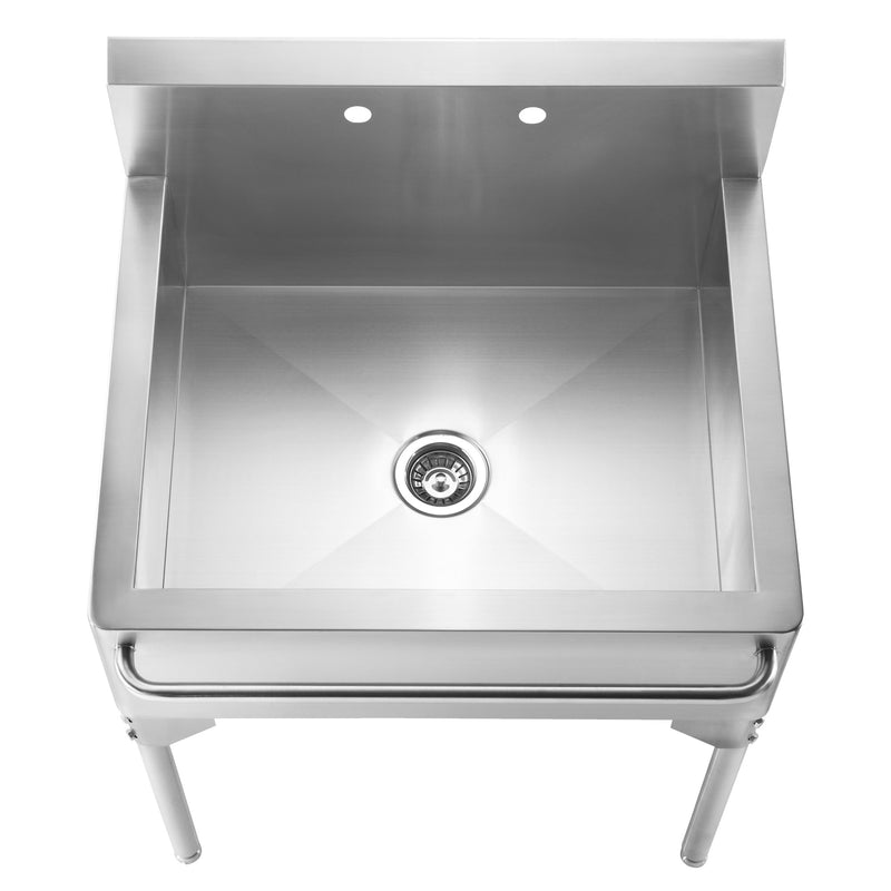 Whitehaus WH302510-NP Pearlhaus 30" Single Bowl 16 Gauge Freestanding Utility Sink - Brushed Stainless Steel