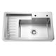 Whitehaus WH33209-CAB-NP Pearlhaus 33" Single Bowl Double Door 18 Gauge Freestanding Utility Sink Cabinet with Drainboard - Brushed Stainless Steel