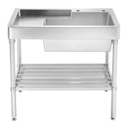 Whitehaus WH33209-LEG-NP Pearlhaus 33" Single Bowl 16 Gauge Freestanding Utility Sink with Drainboard and Lower Rack - Brushed Stainless Steel