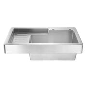 Whitehaus WH33209-NP Pearlhaus 33" Single Bowl 16 Gauge Drop-In Utility Sink with Drainboard - Brushed Stainless Steel