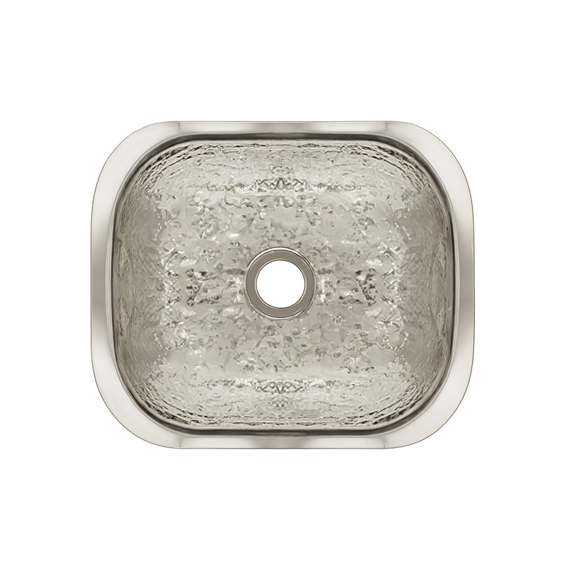 Whitehaus WH690ABB Decorative Prep 13-5/8" Single Bowl Hammered Undermount Prep Sink - Hammered Stainless Steel