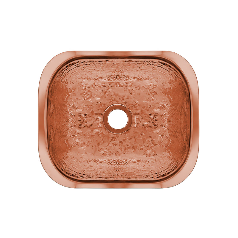 Whitehaus WH690CBB Decorative Prep 13-5/8" Single Bowl Hammered Undermount Prep Sink - Hammered Copper