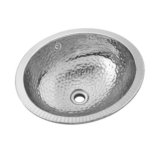 Whitehaus WH920ABB Decorative Basins 18-1/2" Oval Hammered Undermount Bathroom Sink - Polished Stainless Steel