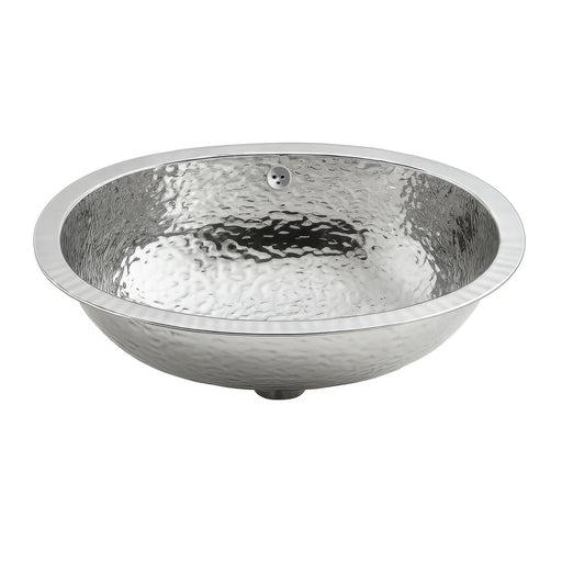 Whitehaus WH920ABB Decorative Basins 18-1/2" Oval Hammered Undermount Bathroom Sink - Polished Stainless Steel