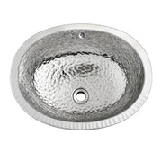 Whitehaus WH920ABB Decorative Basins 18-1/2" Oval Hammered Undermount Bathroom Sink - Polished Stainless Steel