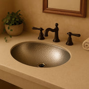 Whitehaus WH920ABB Decorative Basins 18-1/2" Oval Hammered Undermount Bathroom Sink - Polished Stainless Steel