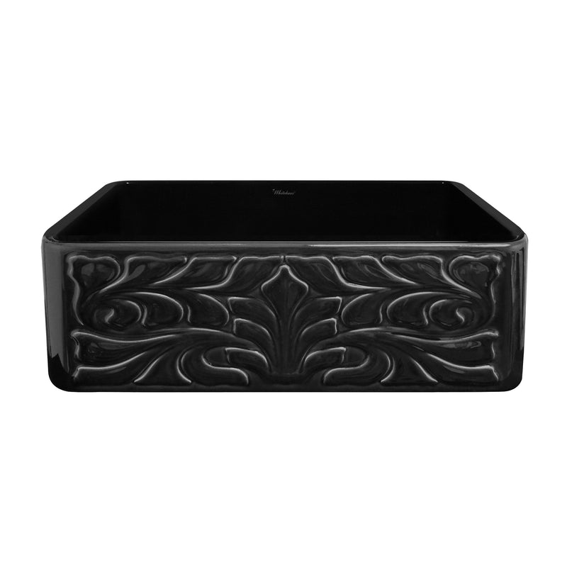 Whitehaus WHFLGO3018-BLACK 30-3/8" Reversible Fireclay Front Apron Kitchen Sink - Black