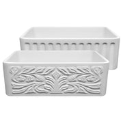 Whitehaus WHFLGO3018-WHITE 30-3/8" Reversible Fireclay Front Apron Kitchen Sink - White