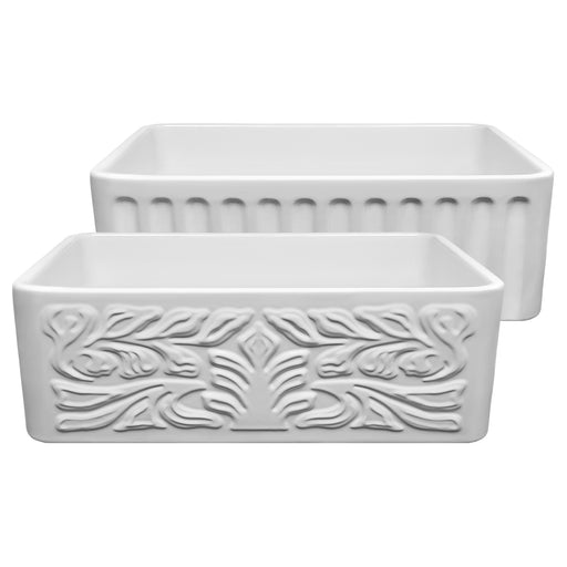 Whitehaus WHFLGO3018-WHITE 30-3/8" Reversible Fireclay Front Apron Kitchen Sink - White