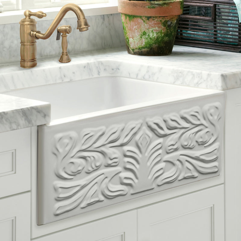 Whitehaus WHFLGO3018-WHITE 30-3/8" Reversible Fireclay Front Apron Kitchen Sink - White