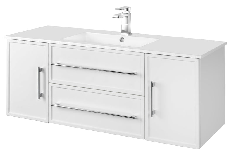 Cutler FV WHITE48MS Milano 48" Single Sink Wall Mount Cultured Marble Top Shaker Vanity - White
