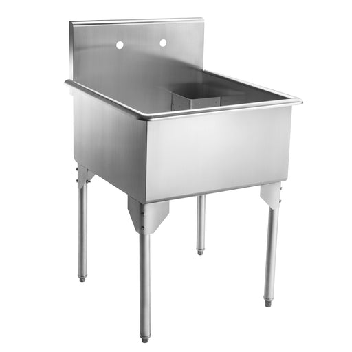 Whitehaus WHLS2424-NP Pearlhaus 27-1/8" Single Bowl 16 Gauge Freestanding Utility Sink - Brushed Stainless Steel