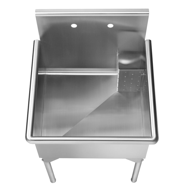 Whitehaus WHLS2424-NP Pearlhaus 27-1/8" Single Bowl 16 Gauge Freestanding Utility Sink - Brushed Stainless Steel