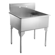 Whitehaus WHLS3024-NP Pearlhaus 33-1/8" Single Bowl 16 Gauge Freestanding Utility Sink - Brushed Stainless Steel