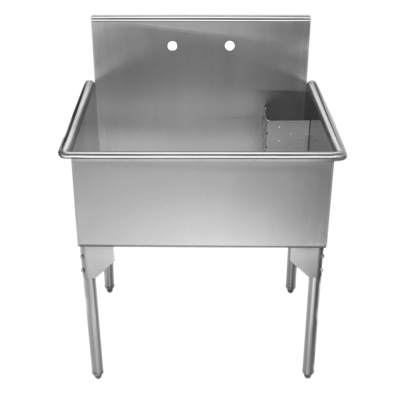 Whitehaus WHLS3024-NP Pearlhaus 33-1/8" Single Bowl 16 Gauge Freestanding Utility Sink - Brushed Stainless Steel