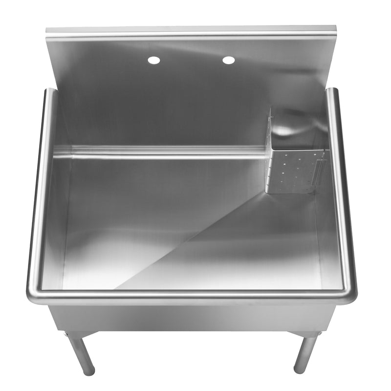 Whitehaus WHLS3024-NP Pearlhaus 33-1/8" Single Bowl 16 Gauge Freestanding Utility Sink - Brushed Stainless Steel
