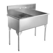 Whitehaus WHLSDB4020-NP Pearlhaus 43-1/8" Double Bowl 16 Gauge Freestanding Utility Sink - Brushed Stainless Steel
