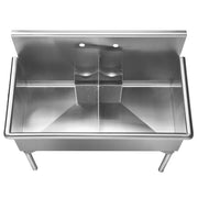 Whitehaus WHLSDB4020-NP Pearlhaus 43-1/8" Double Bowl 16 Gauge Freestanding Utility Sink - Brushed Stainless Steel