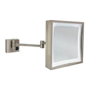 Whitehaus WHMR25-BN Square Wall Mount LED 5X Magnifying Mirror - Brushed Nickel