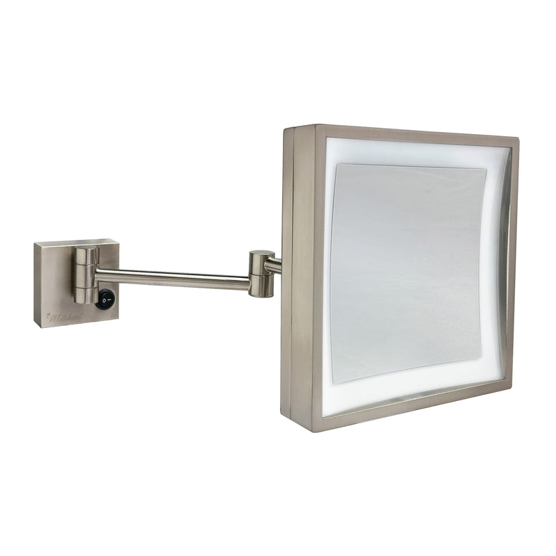 Whitehaus WHMR25-BN Square Wall Mount LED 5X Magnifying Mirror - Brushed Nickel