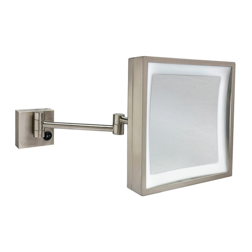 Whitehaus WHMR25-BN Square Wall Mount LED 5X Magnifying Mirror - Brushed Nickel