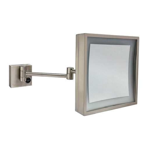 Whitehaus WHMR25-BN Square Wall Mount LED 5X Magnifying Mirror - Brushed Nickel