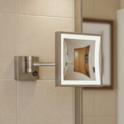 Whitehaus WHMR25-BN Square Wall Mount LED 5X Magnifying Mirror - Brushed Nickel