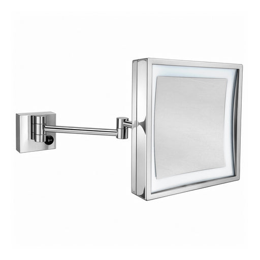 Whitehaus WHMR25-C Square Wall Mount LED 5X Magnifying Mirror - Polished Chrome