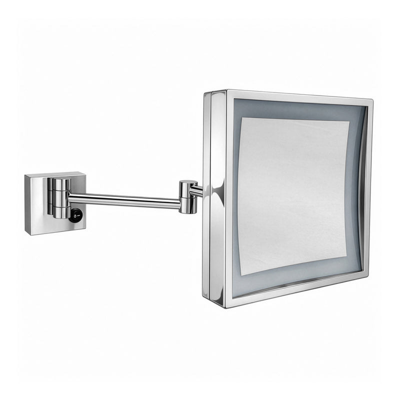 Whitehaus WHMR25-C Square Wall Mount LED 5X Magnifying Mirror - Polished Chrome