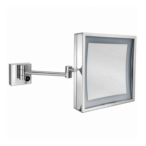Whitehaus WHMR25-C Square Wall Mount LED 5X Magnifying Mirror - Polished Chrome