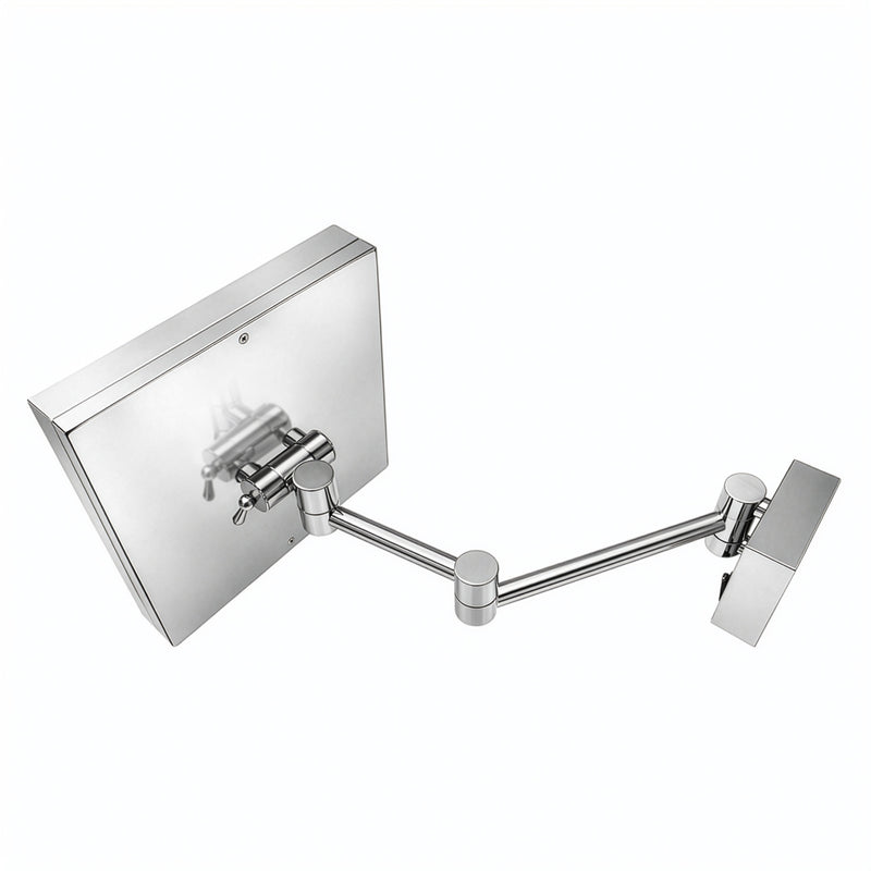 Whitehaus WHMR25-C Square Wall Mount LED 5X Magnifying Mirror - Polished Chrome
