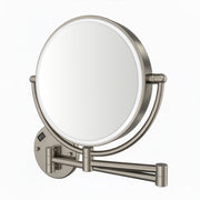 Whitehaus WHMR912-BN Round Wall Mount LED 1X/7X Dual-Sided Magnifying Mirror - Brushed Nickel