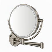 Whitehaus WHMR912-BN Round Wall Mount LED 1X/7X Dual-Sided Magnifying Mirror - Brushed Nickel