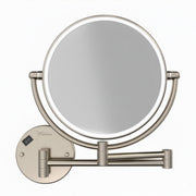 Whitehaus WHMR912-BN Round Wall Mount LED 1X/7X Dual-Sided Magnifying Mirror - Brushed Nickel