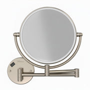 Whitehaus WHMR912-BN Round Wall Mount LED 1X/7X Dual-Sided Magnifying Mirror - Brushed Nickel