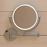 Whitehaus WHMR912-BN Round Wall Mount LED 1X/7X Dual-Sided Magnifying Mirror - Brushed Nickel