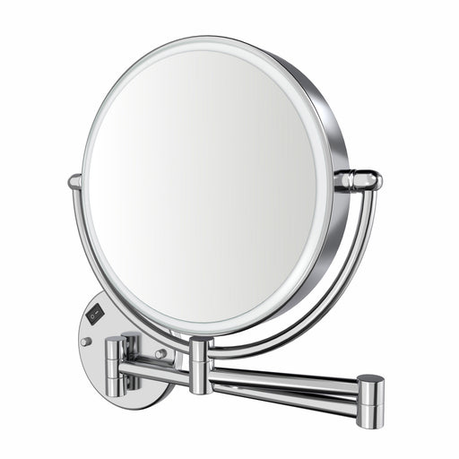 Whitehaus WHMR912-C Round Wall Mount LED 1X/7X Dual-Sided Magnifying Mirror - Polished Chrome