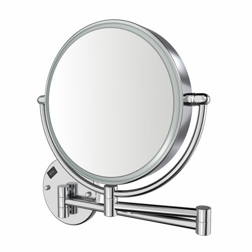 Whitehaus WHMR912-C Round Wall Mount LED 1X/7X Dual-Sided Magnifying Mirror - Polished Chrome