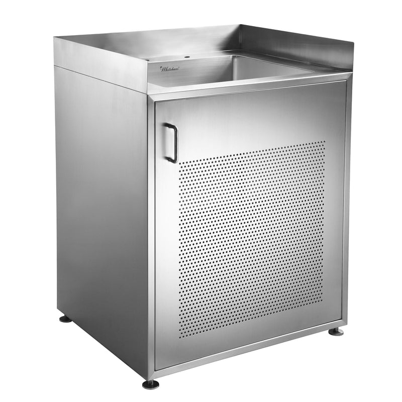 Whitehaus WHNC30CAB Pearlhaus 30" Single Bowl Single Door 18 Gauge Freestanding Utility Sink Cabinet - Brushed Stainless Steel